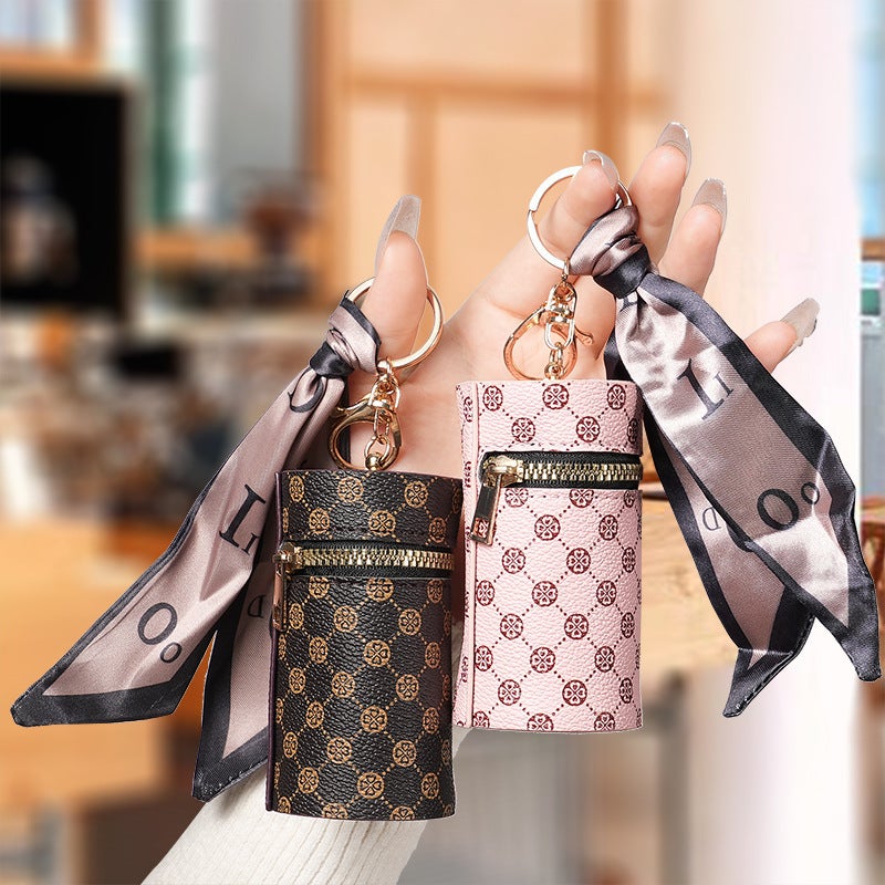 Labeling Coin Purse Pendant Earphone Bag Lipstick Mini Keychain Bag Retro Bucket Lipstick Bag - Image 4